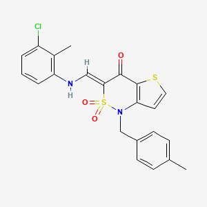 (3Z)-3-{[(3-chloro-2-methylphenyl)amino]methylene}-1-(4-methylbenzyl)-1H-thieno[3,2-c][1,2]thiazin-4(3H)-one 2,2-dioxide