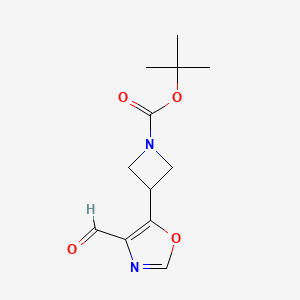molecular formula C12H16N2O4 B2889955 叔丁基3-(4-甲酰基-1,3-恶唑-5-基)氮杂环丁-1-甲酸酯 CAS No. 2344681-25-8