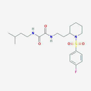 molecular formula C20H30FN3O4S B2889956 N1-(2-(1-((4-氟苯基)磺酰基)哌啶-2-基)乙基)-N2-异戊氧基草酰胺 CAS No. 898449-94-0