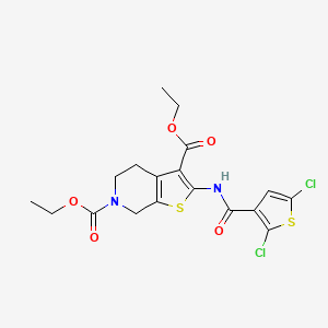 molecular formula C18H18Cl2N2O5S2 B2889957 diethyl 2-(2,5-dichlorothiophene-3-carboxamido)-4,5-dihydrothieno[2,3-c]pyridine-3,6(7H)-dicarboxylate CAS No. 864926-87-4