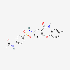 molecular formula C23H21N3O5S B2889960 N-(4-{[(8,10-二甲基-11-氧代-10,11-二氢二苯并[b,f][1,4]恶氮杂菲-2-基)氨基]磺酰基}苯基)乙酰胺 CAS No. 922036-34-8