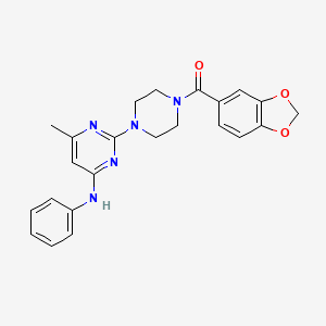 molecular formula C23H23N5O3 B2889973 苯并[d][1,3]二氧杂环-5-基(4-(4-甲基-6-(苯基氨基)嘧啶-2-基)哌嗪-1-基)甲苯酮 CAS No. 941876-40-0