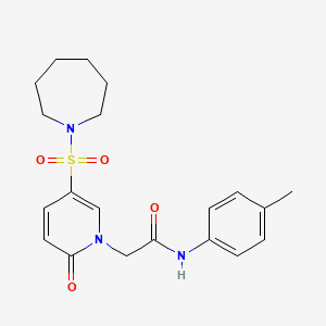 molecular formula C20H25N3O4S B2889986 2-[5-(氮杂环-1-基磺酰基)-2-氧代吡啶-1(2H)-基]-N-(4-甲苯基)乙酰胺 CAS No. 1251626-13-7