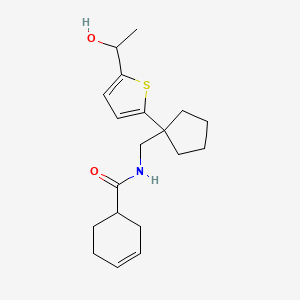 N-((1-(5-(1-hydroxyethyl)thiophen-2-yl)cyclopentyl)methyl)cyclohex-3-enecarboxamide
