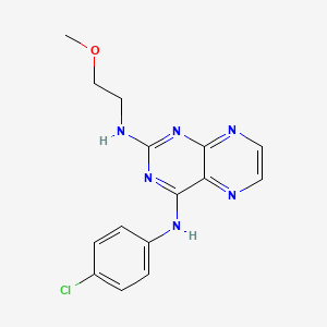 molecular formula C15H15ClN6O B2889990 (4-Chlorophenyl){2-[(2-methoxyethyl)amino]pteridin-4-yl}amine CAS No. 946296-78-2