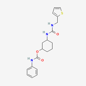 molecular formula C19H23N3O3S B2889993 3-(3-(Thiophen-2-ylmethyl)ureido)cyclohexyl phenylcarbamate CAS No. 1351642-80-2