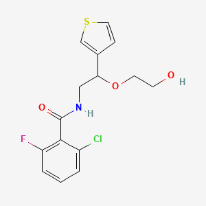 molecular formula C15H15ClFNO3S B2889997 2-chloro-6-fluoro-N-(2-(2-hydroxyethoxy)-2-(thiophen-3-yl)ethyl)benzamide CAS No. 2034304-32-8