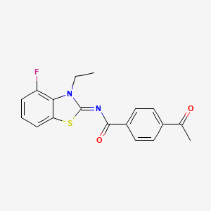 molecular formula C18H15FN2O2S B2890000 4-acetyl-N-(3-ethyl-4-fluoro-1,3-benzothiazol-2-ylidene)benzamide CAS No. 868371-43-1