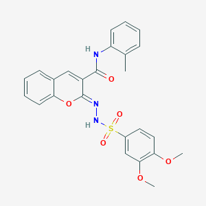 (2Z)-2-[(3,4-dimethoxyphenyl)sulfonylhydrazinylidene]-N-(2-methylphenyl)chromene-3-carboxamide