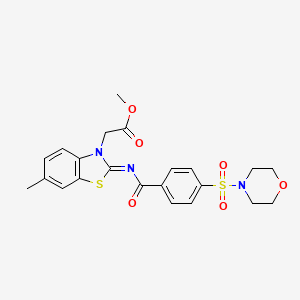 molecular formula C22H23N3O6S2 B2890006 (Z)-methyl 2-(6-methyl-2-((4-(morpholinosulfonyl)benzoyl)imino)benzo[d]thiazol-3(2H)-yl)acetate CAS No. 865197-26-8