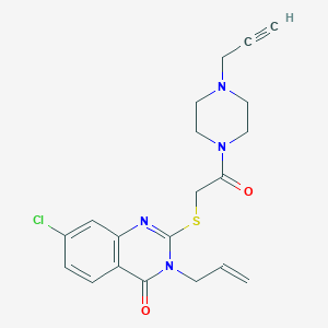 molecular formula C20H21ClN4O2S B2890012 7-Chloro-2-({2-oxo-2-[4-(prop-2-yn-1-yl)piperazin-1-yl]ethyl}sulfanyl)-3-(prop-2-en-1-yl)-3,4-dihydroquinazolin-4-one CAS No. 1376377-02-4