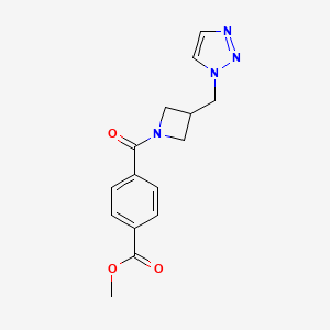 molecular formula C15H16N4O3 B2890014 Methyl 4-[3-(triazol-1-ylmethyl)azetidine-1-carbonyl]benzoate CAS No. 2320468-46-8