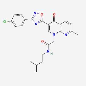 molecular formula C24H24ClN5O3 B2890017 2-(3-(3-(4-氯苯基)-1,2,4-恶二唑-5-基)-7-甲基-4-氧代-1,8-萘啶-1(4H)-基)-N-异戊基乙酰胺 CAS No. 1029727-65-8