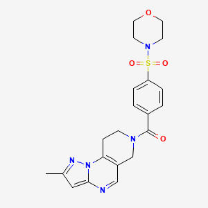 molecular formula C21H23N5O4S B2890018 (2-甲基-8,9-二氢吡唑并[1,5-a]吡啶并[3,4-e]嘧啶-7(6H)-基)(4-(吗啉磺酰基)苯基)甲酮 CAS No. 1797893-32-3