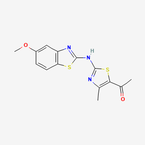 molecular formula C14H13N3O2S2 B2890024 1-(2-((5-甲氧基苯并[d]噻唑-2-基)氨基)-4-甲基噻唑-5-基)乙酮 CAS No. 878061-23-5