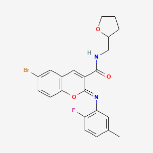 molecular formula C22H20BrFN2O3 B2890027 (2Z)-6-bromo-2-[(2-fluoro-5-methylphenyl)imino]-N-(tetrahydrofuran-2-ylmethyl)-2H-chromene-3-carboxamide CAS No. 1327195-30-1