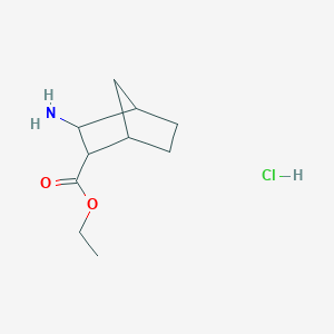 molecular formula C10H18ClNO2 B2890043 3-Amino-bicyclo[2.2.1]heptane-2-carboxylic acid ethyl ester hydrochloride CAS No. 95630-76-5