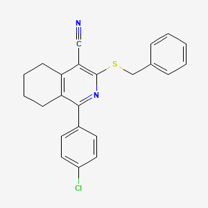 molecular formula C23H19ClN2S B2890054 3-(Benzylsulfanyl)-1-(4-chlorophenyl)-5,6,7,8-tetrahydro-4-isoquinolinecarbonitrile CAS No. 439096-90-9