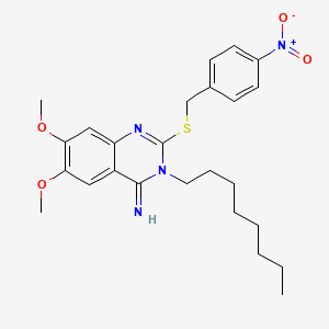 molecular formula C25H32N4O4S B2890058 6,7-dimethoxy-2-[(4-nitrobenzyl)sulfanyl]-3-octyl-4(3H)-quinazolinimine CAS No. 860789-61-3
