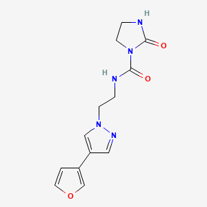 molecular formula C13H15N5O3 B2890065 N-(2-(4-(furan-3-yl)-1H-pyrazol-1-yl)ethyl)-2-oxoimidazolidine-1-carboxamide CAS No. 2034354-45-3