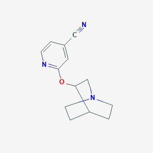 molecular formula C13H15N3O B2890066 2-{1-氮杂双环[2.2.2]辛烷-3-氧基}吡啶-4-甲腈 CAS No. 2199384-92-2