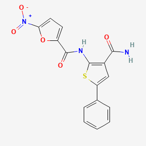 molecular formula C16H11N3O5S B2890078 N-(3-carbamoyl-5-phenylthiophen-2-yl)-5-nitrofuran-2-carboxamide CAS No. 952815-20-2