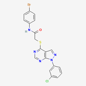 molecular formula C19H13BrClN5OS B2890079 N-(4-溴苯基)-2-((1-(3-氯苯基)-1H-吡唑并[3,4-d]嘧啶-4-基)硫代)乙酰胺 CAS No. 893923-15-4