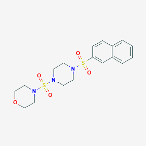 molecular formula C18H23N3O5S2 B289008 4-{[4-(2-Naphthylsulfonyl)-1-piperazinyl]sulfonyl}morpholine 