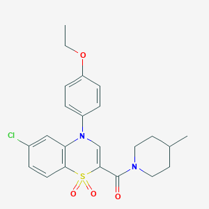 molecular formula C23H25ClN2O4S B2890089 [6-chloro-4-(4-ethoxyphenyl)-1,1-dioxido-4H-1,4-benzothiazin-2-yl](4-methylpiperidin-1-yl)methanone CAS No. 1251681-17-0