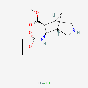 molecular formula C14H25ClN2O4 B2890090 Methyl (1R,5R,6S,7R)-7-[(2-methylpropan-2-yl)oxycarbonylamino]-3-azabicyclo[3.2.1]octane-6-carboxylate;hydrochloride CAS No. 2460739-77-7