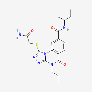 molecular formula C19H24N6O3S B2890091 1-((2-amino-2-oxoethyl)thio)-N-(sec-butyl)-5-oxo-4-propyl-4,5-dihydro-[1,2,4]triazolo[4,3-a]quinazoline-8-carboxamide CAS No. 1105201-79-3
