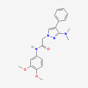molecular formula C21H24N4O3 B2890094 N-(3,4-二甲氧基苯基)-2-(3-(二甲基氨基)-4-苯基-1H-吡唑-1-基)乙酰胺 CAS No. 1286702-47-3
