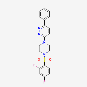 molecular formula C20H18F2N4O2S B2890108 3-(4-((2,4-Difluorophenyl)sulfonyl)piperazin-1-yl)-6-phenylpyridazine CAS No. 1021035-89-1