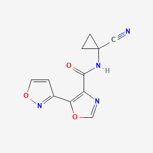 molecular formula C11H8N4O3 B2890112 N-(1-Cyanocyclopropyl)-5-(1,2-oxazol-3-yl)-1,3-oxazole-4-carboxamide CAS No. 2418662-11-8