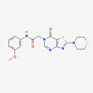 molecular formula C18H19N5O3S2 B2890122 N-(3-methoxyphenyl)-2-(7-oxo-2-thiomorpholinothiazolo[4,5-d]pyrimidin-6(7H)-yl)acetamide CAS No. 1223827-45-9