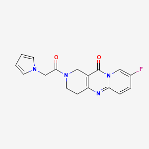 molecular formula C17H15FN4O2 B2890125 2-(2-(1H-吡咯-1-基)乙酰基)-8-氟-3,4-二氢-1H-二吡啶[1,2-a:4',3'-d]嘧啶-11(2H)-酮 CAS No. 2034507-63-4