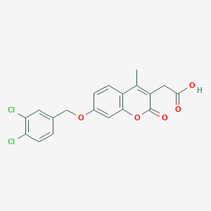 molecular formula C19H14Cl2O5 B2890130 2-[7-[(3,4-Dichlorophenyl)methoxy]-4-methyl-2-oxochromen-3-yl]acetic acid CAS No. 887691-53-4