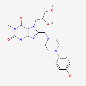 molecular formula C22H30N6O5 B2890131 7-(2,3-二羟基丙基)-8-((4-(4-甲氧基苯基)哌嗪-1-基)甲基)-1,3-二甲基-1H-嘌呤-2,6(3H,7H)-二酮 CAS No. 872628-03-0