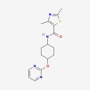 molecular formula C16H20N4O2S B2890144 2,4-dimethyl-N-((1r,4r)-4-(pyrimidin-2-yloxy)cyclohexyl)thiazole-5-carboxamide CAS No. 2034204-57-2