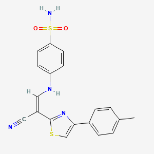 molecular formula C19H16N4O2S2 B2890146 (Z)-4-((2-cyano-2-(4-(p-tolyl)thiazol-2-yl)vinyl)amino)benzenesulfonamide CAS No. 477187-20-5