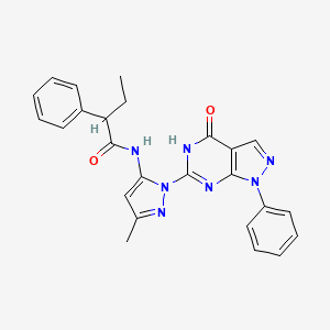 molecular formula C25H23N7O2 B2890164 N-(3-methyl-1-(4-oxo-1-phenyl-4,5-dihydro-1H-pyrazolo[3,4-d]pyrimidin-6-yl)-1H-pyrazol-5-yl)-2-phenylbutanamide CAS No. 1019098-08-8