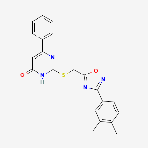 molecular formula C21H18N4O2S B2890168 2-({[3-(3,4-Dimethylphenyl)-1,2,4-oxadiazol-5-yl]methyl}sulfanyl)-6-phenyl-4-pyrimidinol CAS No. 1206987-59-8