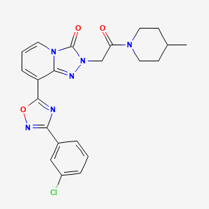 molecular formula C22H21ClN6O3 B2890176 N-[4-(3-{[(4-fluorophenyl)amino]sulfonyl}-4-methylphenyl)-3-methylisoxazol-5-yl]acetamide CAS No. 1251582-09-8