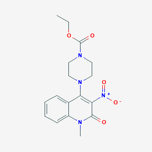 molecular formula C17H20N4O5 B2890179 Ethyl 4-(1-methyl-3-nitro-2-oxo-1,2-dihydroquinolin-4-yl)piperazine-1-carboxylate CAS No. 862486-94-0