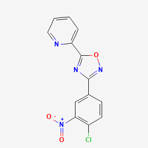 molecular formula C13H7ClN4O3 B2890186 2-[3-(4-Chloro-3-nitrophenyl)-1,2,4-oxadiazol-5-yl]pyridine CAS No. 879568-39-5