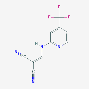 molecular formula C10H5F3N4 B2890189 (((4-(三氟甲基)-2-吡啶基)氨基)亚甲基)甲烷-1,1-二腈 CAS No. 1274903-30-8