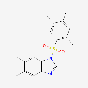 molecular formula C18H20N2O2S B2890193 5,6-二甲基-1-(2,4,5-三甲基苯磺酰基)-1H-1,3-苯并二唑 CAS No. 433943-27-2