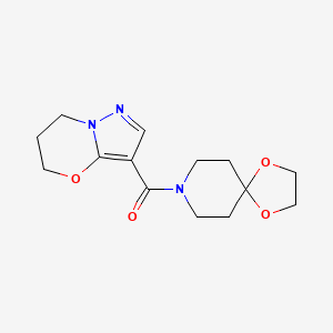 molecular formula C14H19N3O4 B2890196 (6,7-dihydro-5H-pyrazolo[5,1-b][1,3]oxazin-3-yl)(1,4-dioxa-8-azaspiro[4.5]decan-8-yl)methanone CAS No. 1428364-25-3