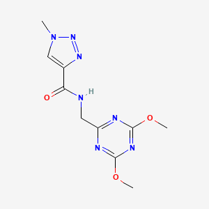 molecular formula C10H13N7O3 B2890198 N-((4,6-二甲氧基-1,3,5-三嗪-2-基)甲基)-1-甲基-1H-1,2,3-三唑-4-甲酰胺 CAS No. 2034539-27-8