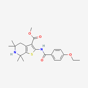 molecular formula C22H28N2O4S B2890199 Methyl 2-[(4-ethoxybenzoyl)amino]-5,5,7,7-tetramethyl-4,6-dihydrothieno[2,3-c]pyridine-3-carboxylate CAS No. 887900-89-2